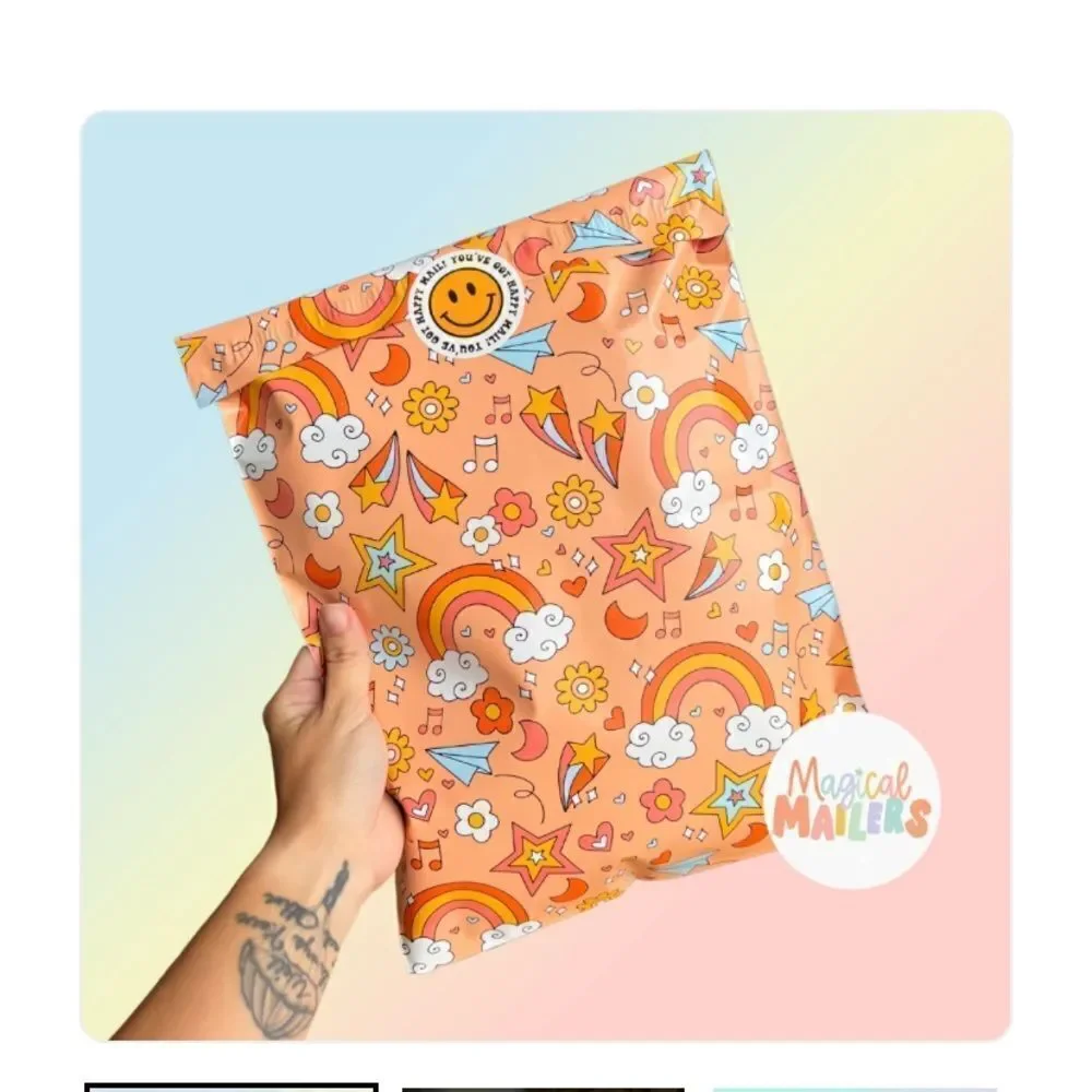 Poly mailers big sizes 14.17 and 14.5x19 35 poly mailers 35 stickers